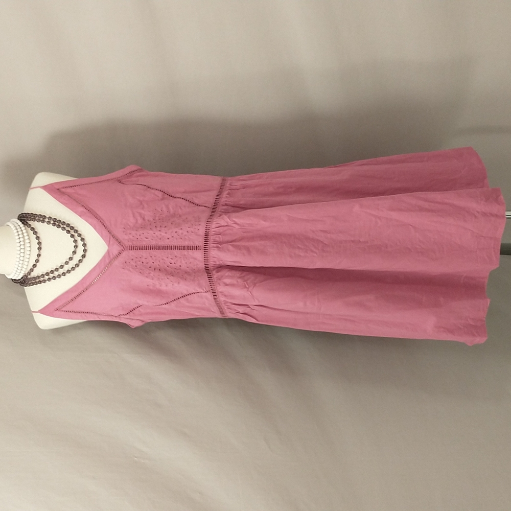 Raspberry Pink 100 Cotton Sundress Shirt Midi Dress Spaghetti Strap mrkXS fit 4